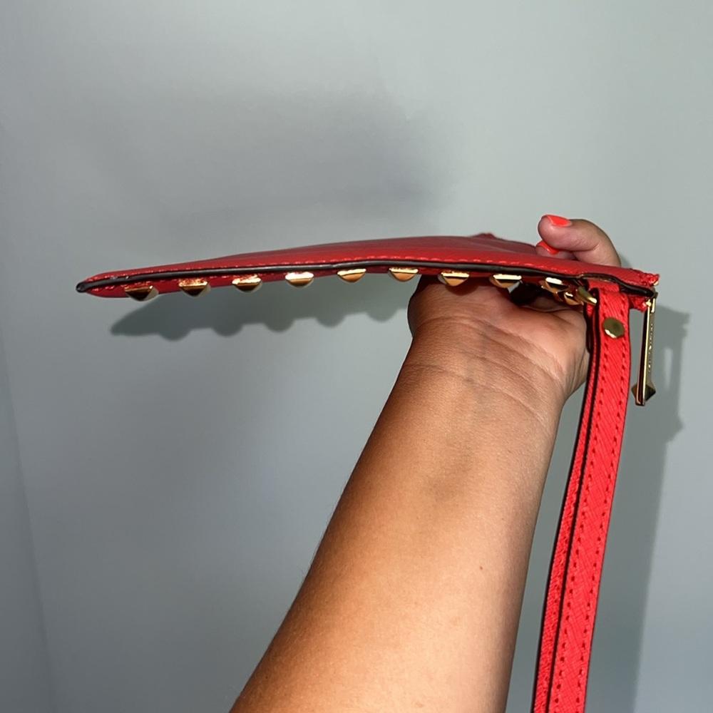 NWOT Michael Kors Red Studded Wristlet Clutch - Picture 11 of 14